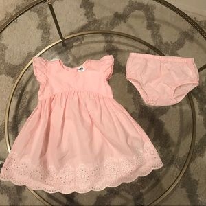 Light pink Old Navy dress w/ bloomer. Size 6-12 mo